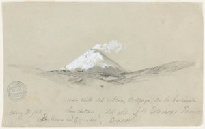 Disegno, Veduta del Cotapaxi dalla Hacienda San Antonio, Ecuador, 30 agosto 1853 da Frederic Edwin Church