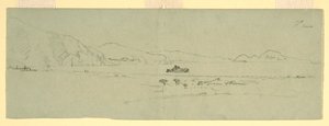Disegno, Veduta della penisola sorrentina di Capri, Italia, da nord-est, 1869 da Frederic Edwin Church
