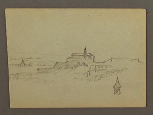 Disegno, Villaggio in cima alla collina, forse 1868-69 da Frederic Edwin Church