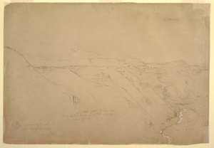 Disegno, il vulcano Puresé e il Rio de Vinagre, Purese, Colombia, agosto 1853