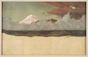 Monte Chimborazo attraverso nebbia e nuvole in aumento