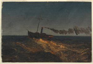 Battello a vapore al tramonto da Frederic Edwin Church