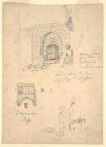 Schizzi della Casa di Semon il Conciatore, Giaffa, Palestina [Tel-Aviv, Israele] e Pescatori sulle Rocce a Beirut, Siria [Beirut, Libano]