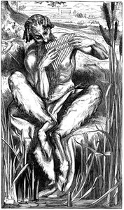 Pan che suona il suo flauto, Incisione su legno, Londra, 1862