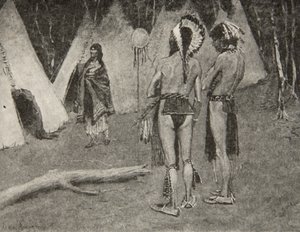 E i suoi amanti, i respinti,... Uomini belli con pittura e piume, da The Song of Hiawatha di Henry Wadsworth Longfellow, pub. da George G. Harrap und Company Ltd., 1911 da Frederic Remington