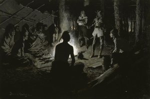 Consiglio degli esploratori francesi con gli indiani da Frederic Remington