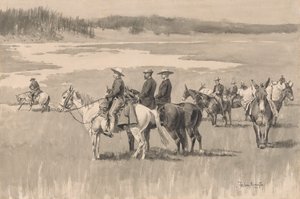 Sulle sorgenti - Burgess trova un guado, ca. 1893 da Frederic Remington