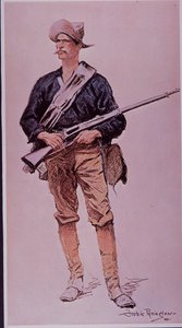 Guerra ispano-americana 1898, fante statunitense armato di fucile a caricatore Krag-Jorgensen