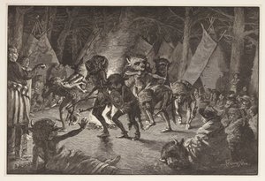 La danza del bufalo, da Harpers Weekly, pub. 1887 da Frederic Remington