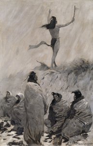 Il mangiatore di fuoco alza le braccia al tuono da Frederic Remington