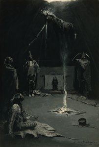 La partenza del cavallo della medicina (Dio del fuoco indiano) 1897 da Frederic Remington