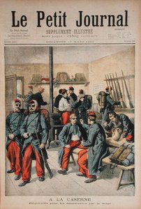 Nella caserma, preparazione per le manovre nella neve, illustrazione da Le Petit Journal, 17 marzo 1895