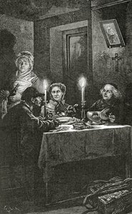Jean Valjean è accolto e curato dal Vescovo Myriel, XIX secolo
