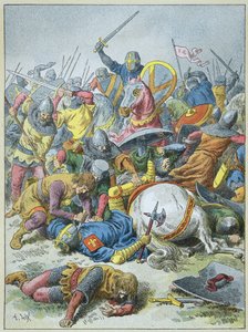 Re Filippo Augusto alla battaglia di Bouvines nel 1214
