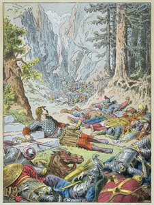 Rolando morì nella Battaglia di Roncisvalle da Frederic Theodore Lix
