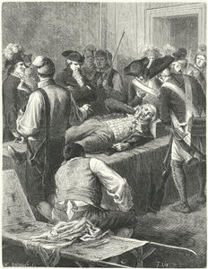 Il ferito Maximilien Robespierre al Comitato di Salute Pubblica in attesa della sua esecuzione, 1794 da Frederic Theodore Lix
