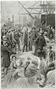 Victor Hugo saluta una repubblica universale durante un discorso in esilio il 1° agosto 1852, XIX secolo da Frederic Theodore Lix