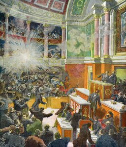 esplosione di una bomba lanciata da Auguste Vaillant da Frederic Theodore Lix
