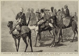 Una consultazione di guide, un incidente della prima marcia di Sir Herbert Stewart da Korti ai pozzi di Gakdul da Frederic Villiers