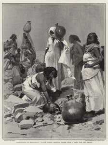 Campagna in Somaliland, donne native che attingono acqua da un pozzo per le truppe da Frederic de Haenen