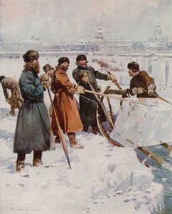 Taglio del ghiaccio sulla Neva