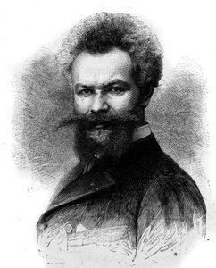 Ritratto di Mihaly Munkacsy (1844-1900), pittore ungherese. Incisione in "Le Monde Illustré" n.1306 dell