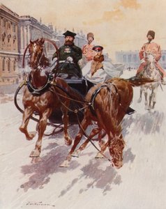 Slittare con il Pristyazhka, o cavallo laterale