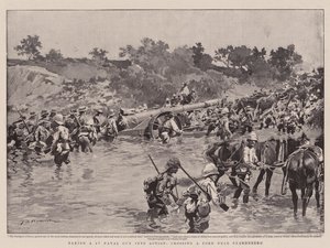 Portare in azione un cannone navale da 4,7, attraversando un guado vicino a Paardeberg da Frederic de Haenen