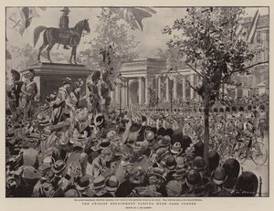 Il distaccamento dei ciclisti che passa per Hyde Park Corner da Frederic de Haenen