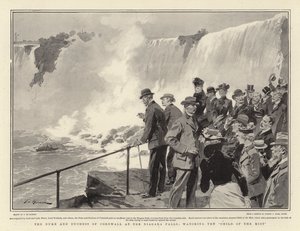 Il Duca e la Duchessa di Cornovaglia alle Cascate del Niagara, osservando il Bambino della Nebbia da Frederic de Haenen