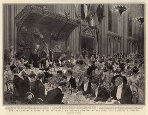 Il banchetto del Lord Mayor alla Guildhall, Mr Balfour risponde al brindisi, i ministri di Sua Maestà da Frederic de Haenen
