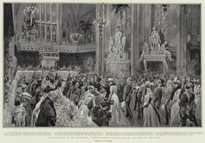 Il pranzo alla Guildhall, le loro Maestà procedono lungo la sala verso il Dais