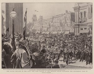 La Brigata Navale in Città, il Sindaco alla Mansion House che osserva la Processione passare da Frederic de Haenen