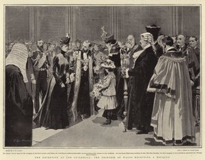 La ricezione alla Guildhall, la principessa del Galles riceve un bouquet