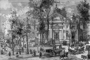 Vista del teatro Panorama Marigny durante la sua costruzione da parte di Charles Garnier (1825-1895) a Parigi da Frederic de Haenen