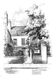 Cottage di Charles Lamb, Church Street, Edmonton, Londra, 1912 da Frederick Adcock