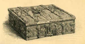 Scrigno di legno e cuoio, 1350-1370, 1881 da Frederick Albert Slocombe