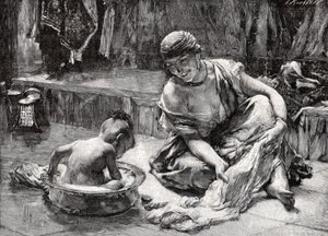 Bagno del bambino, Egitto da Frederick Arthur Bridgman
