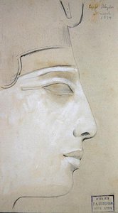 Studio di un rilievo di un profilo di Seti I nel Tempio di Seti I, Abydos