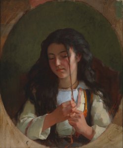 Studio di una Giovane Ragazza, Pont Aven, 1869 da Frederick Arthur Bridgman