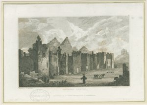 Castello di Tutbury - Cortile del Castello (incisione) da Frederick Calvert