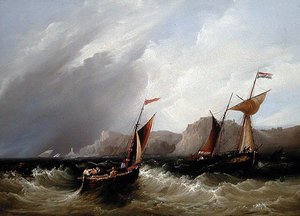 Imbarcazioni al largo di una costa rocciosa da Frederick Calvert