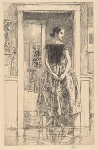 Ragazza in un Abito Moderno da Frederick Childe Hassam