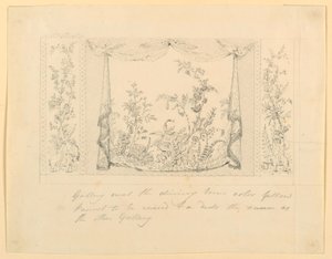 Disegno, The Royal Pavilion, Brighton, Salotto blu (sud), proposta di decorazione murale, 1820 ca. da Frederick Crace