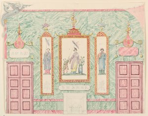 Disegno, prospetto della parete, probabilmente per la sala banchetti, Royal Pavilion, Brighton, 1815-22 da Frederick Crace