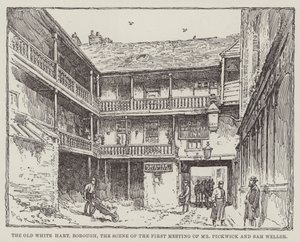 Il vecchio White Hart, Borough, scena del primo incontro tra Mr Pickwick e Sam Weller da Frederick George Kitton