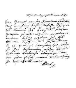 Lettera di Paolo I, Imperatore di Russia, al Generale Numsen, 1799