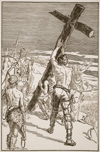 Oswald che erige la croce, illustrazione da 
