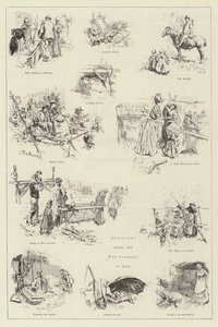 Schizzi tra i raccoglitori di luppolo nel Kent da Frederick Henry Townsend