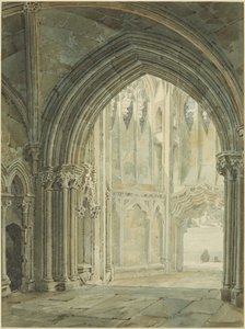 Interno del portico nord di St Mary Redcliffe da Frederick Mackenzie